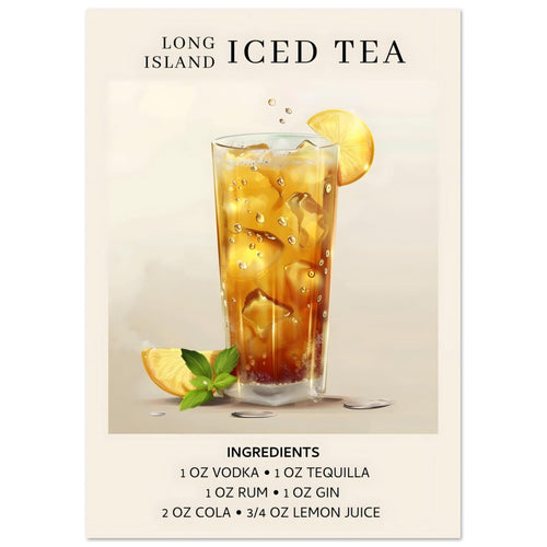 Artfulprints  Long Island Iced Tea cocktail - Ingrediënten   poster A4 21x29.7 cm - vtwonen shop