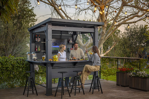 Keter Bar Gazebo - Buitenbar met overkapping - 200x230x238cm - Antraciet/Walnut - vtwonen shop
