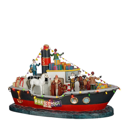 Luville Sinterklaas Pakjesboot met LED Verlichting - Kerstversiering voor Miniatuurdorp - Guirlande met Lampjes - Kerstslingers voor Aankleding - L33