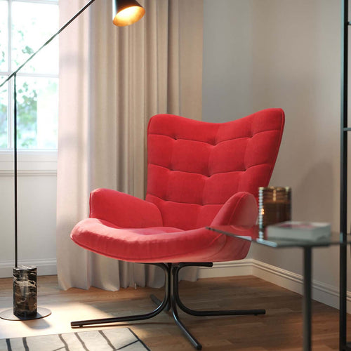 Kare Design Draaifauteuil Oscar fluweel rood - vtwonen shop