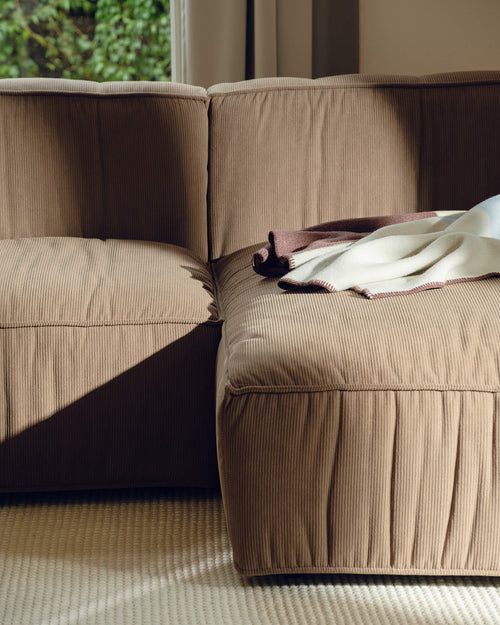 noo.ma Lobi 3-zits slaapbank - Mocha Brown corduroy, 140x190 cm slaapfunctie