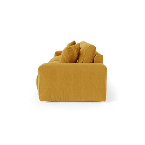 Premium Interiors - Bank CHEER - zacht aanvoelende geweven stof  mosterd 240cm