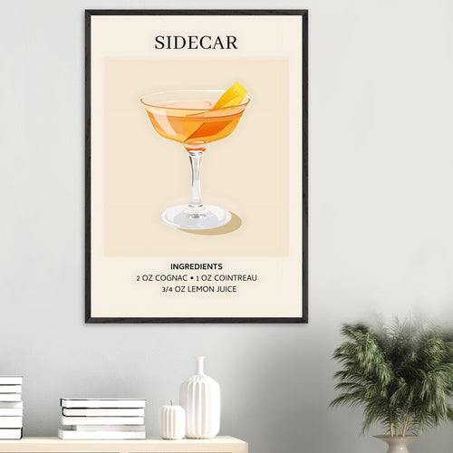 Artfulprints Poster Sidecar cocktail I - Ingrediënten   - 30x40 cm - Oranje