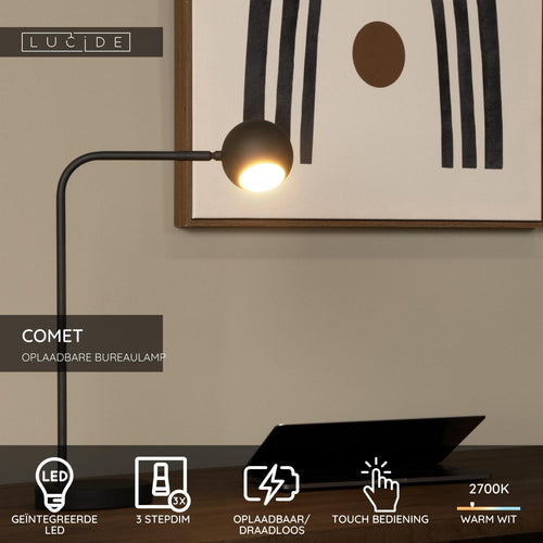 Lucide bureaulamp COMET - Geïntegreerde LED - Zwart