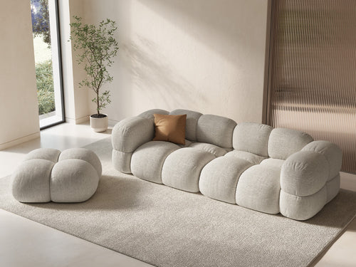 Cosmopolitan Design Bank Loretto 4-zits, structurele stof beige - 100x250x68cm