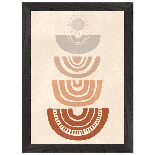 Artfulprints Poster met Lijst Boho – Rising rhythm   - A4 21x29.7 cm - Meerkleurig