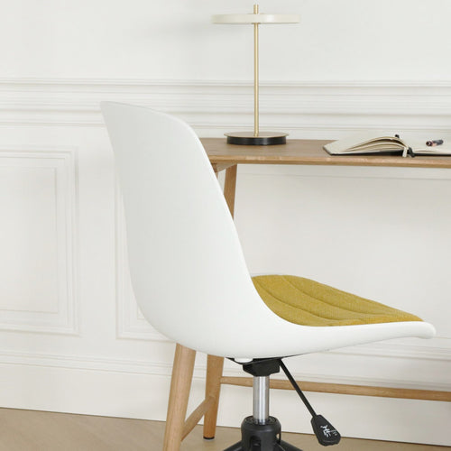 Nolon Nout-Liv Bureaustoel Wit - Okergeel Kussen - Zwart Onderstel