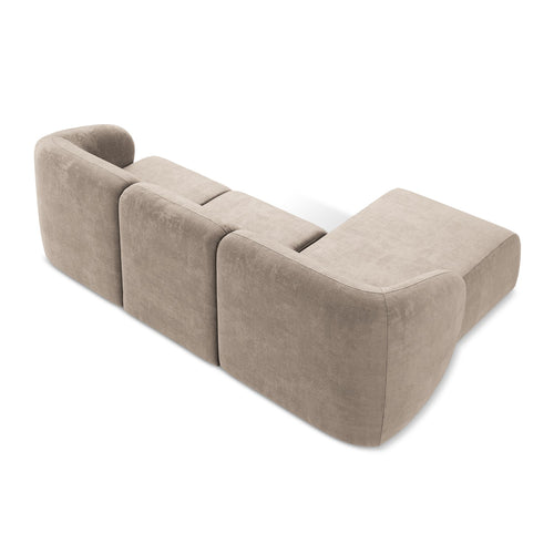 LaMiaSofa hoekbank links Cervo - chenille stof - donkerbeige - 248x166x86