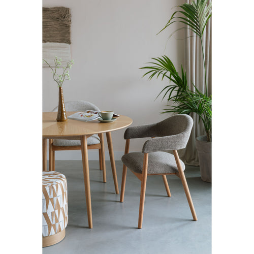 Housecraft Living Indy Eetkamerstoelen Armleuning Donkerbruin/ Beige - Set van 2