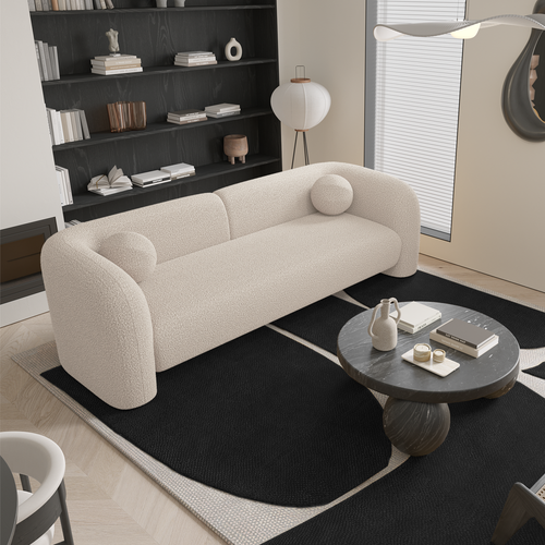 Sia Home - Rechte bank NOLA - Bouclette stof - Crème - 226cm