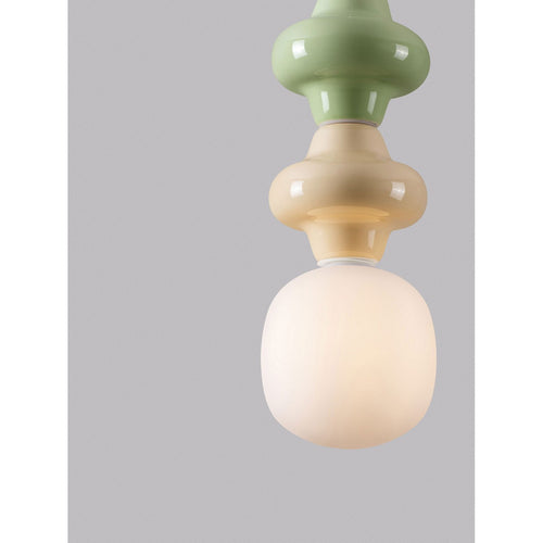 Nova Luce CLIO Slanke hanglamp voor aan het plafond, groen, geel, mat wit, E14 fitting, 1x5W