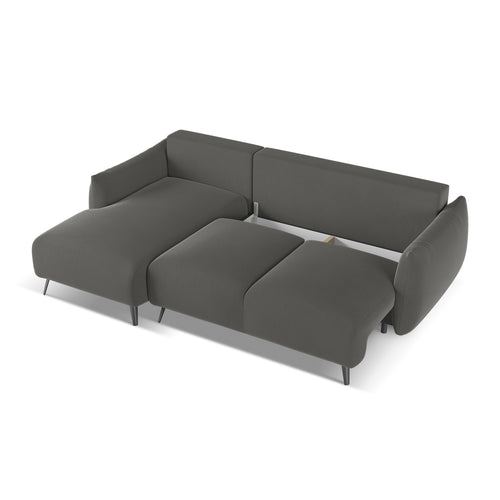 LaMiaSofa hoekbank links Genova - velours - staal - 242x162x86
