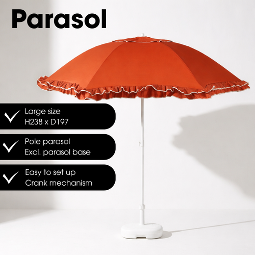 Mica Decorations Kantelbare Parasol met Streepprint - Stokparasol 238 x Ø195 cm - Tuin of Balkonparasol - Polyester, Staal - Geel, Roze