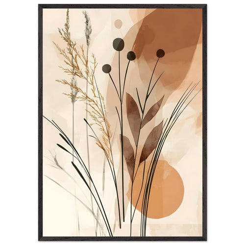 Artfulprints Poster met Lijst Boho – Golden grass   - 70x100 cm - Bruin