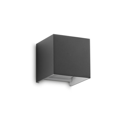 Ideal Lux ATOM 10 cm buitenwandlamp met op- en neerwaartse lichtbundel, antraciet, 2x LED, 1200lm, 4000K, IP54