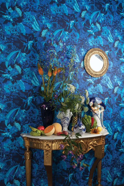 Masureel behang bladeren blauw - 53 cm x 10.05 m - 630597 - vtwonen shop