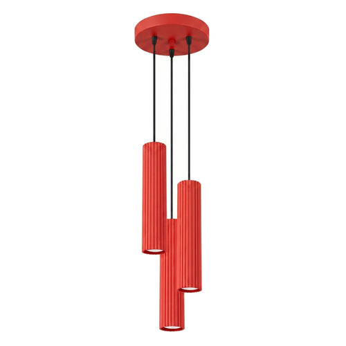 Sollux Lighting Hanglamp KARBON 3P rood - 19,5x19,5x108cm