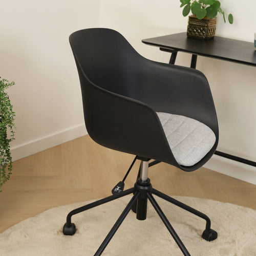 Nolon Nout-Liz Bureaustoel Zwart - Lichtgrijs Kussen - Zwart Onderstel - vtwonen shop