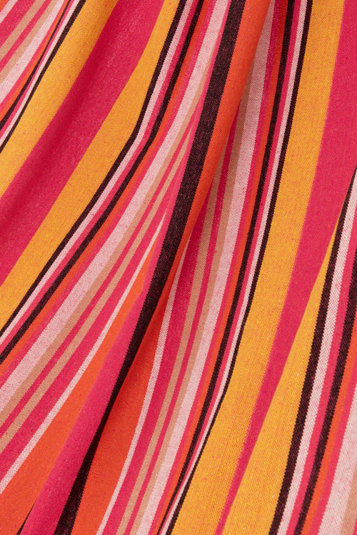J-Line hangmat Strepen - katoen/polyester - fel roze/mix
