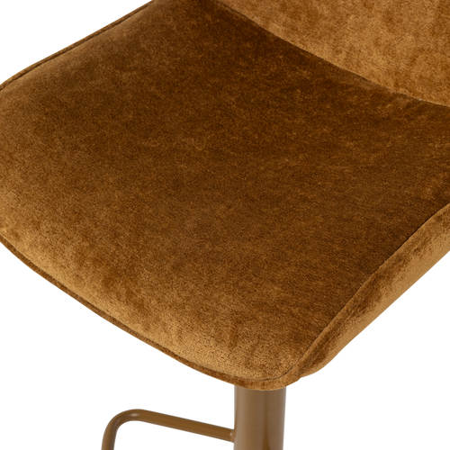 WOOOD barstoel in hoogte verstelbaar Marten - Chenille - Karamelbruin - 110x45x50