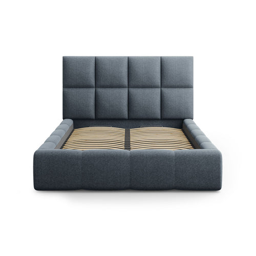 Cosmopolitan Design - Opbergbed met hoofdeinde Livigno 200x160cm structurele stof donkerblauw - 230x185x125cm