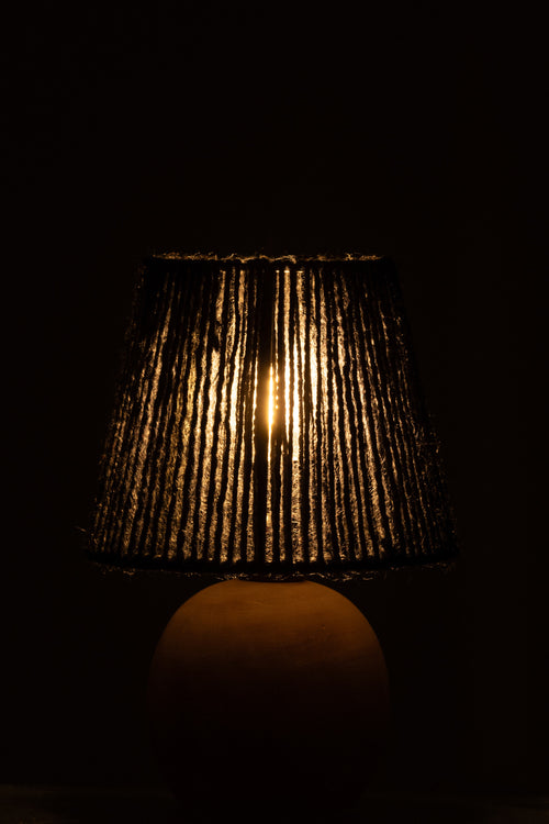 J-Line lamp - hout/metaal - zwart - LED lichtjes