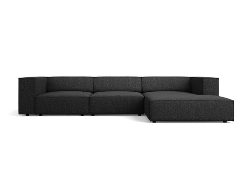 Cosmopolitan Design rechter hoekbank Arendal 4-zits, chenille, zwart - 166x284x70cm