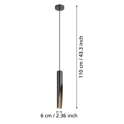 EGLO hanglamp Barbotto - gu10 - ø 6 cm - zwart/bruin - staal