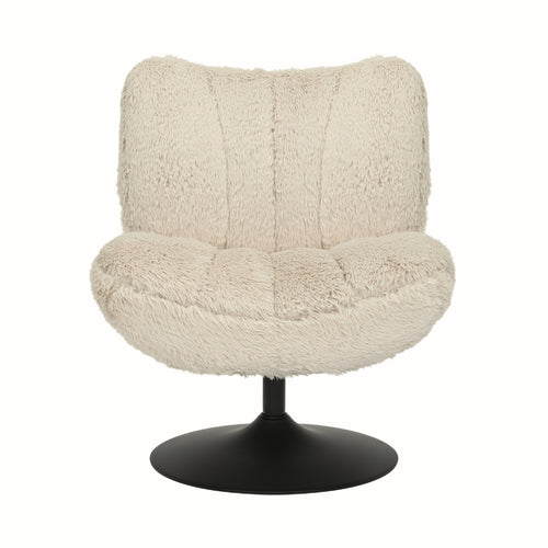 DÉJA Living Draaifauteuil Morten - Taupe Fluffy/Zwart - 70x78x82cm - vtwonen shop