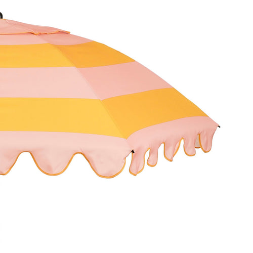 Mica Decorations Kantelbare Parasol met Streepprint - Stokparasol 238 x Ø195 cm - Tuin of Balkonparasol - Polyester, Staal - Roze, Oranje