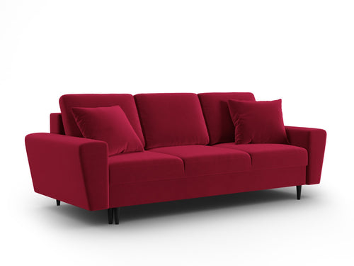 Cosmopolitan Design Slaapbank met opbergdoos Kyoto 3-zits, flueel rood - 100x235x88cm