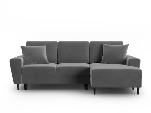 Cosmopolitan Design Converteerbare hoekbank rechts met opbergdoos Kyoto 4-zits, flueel lichtgrijs - 145x241x88cm