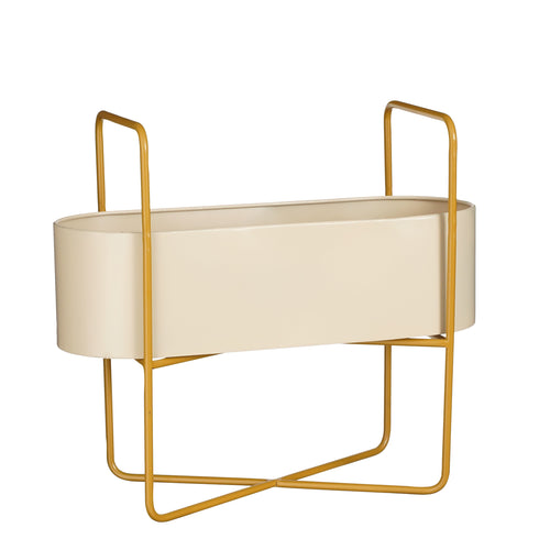 Mica Decorations Shandy Staande Plantenbak - L54 x B23 x H48 cm - Metaal - Off White, Lichtbruin