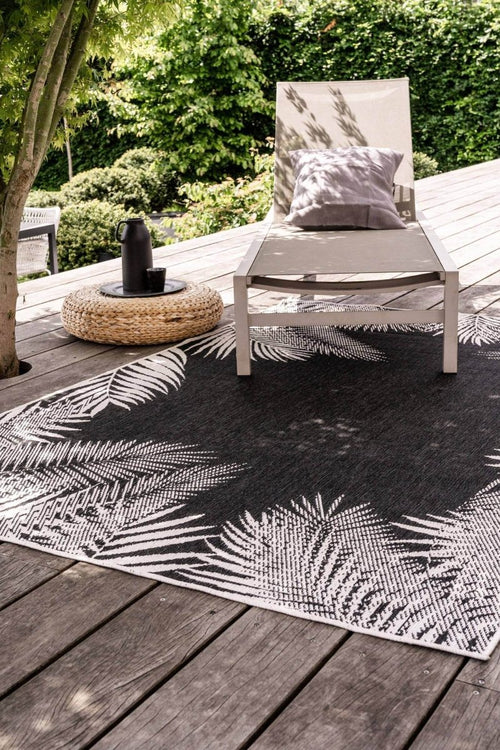 Buiten vloerkleed Leaf - Zwart - dubbelzijdig - EVA Interior
