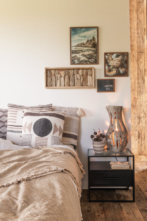 J-Line kussen Afrikaans grafisch pijl - katoen - beige/bruin