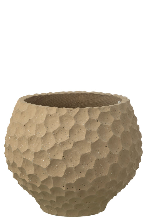 J-Line bloempot Inkepingen + Buiten zand - steen - taupe - medium