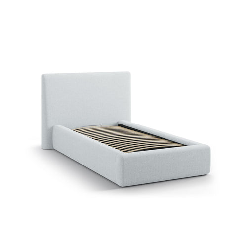 Cosmopolitan Design - Opbergbed met hoofdeinde Asti 90x200cm structurele stof lichtgrijs - 220x130x95cm