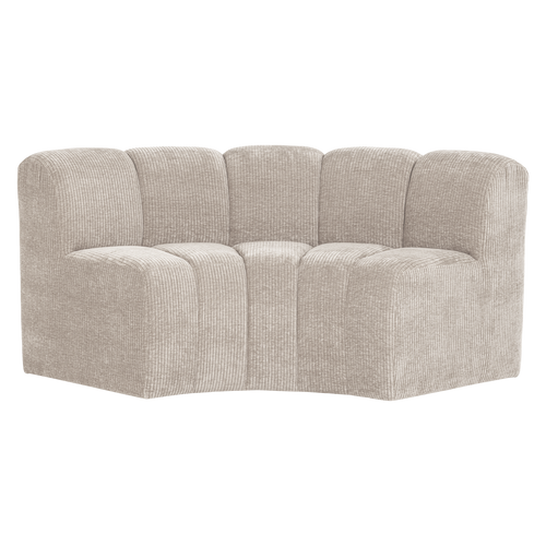 WOOOD eetbank halfronde hoek rugleuning Mojo - Rib - Ecru - 83x152x74
