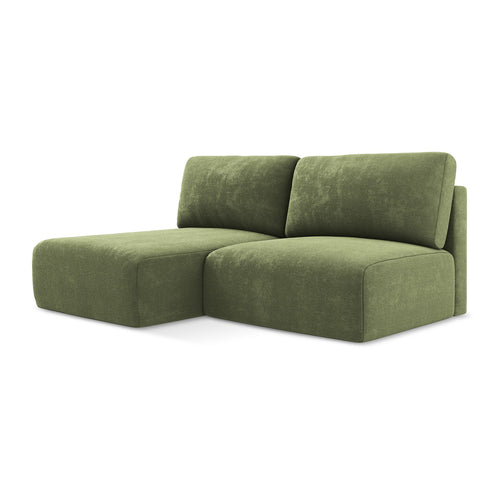 LaMiaSofa hoekbank links Ostia - chenille stof - groente - 210x149x79
