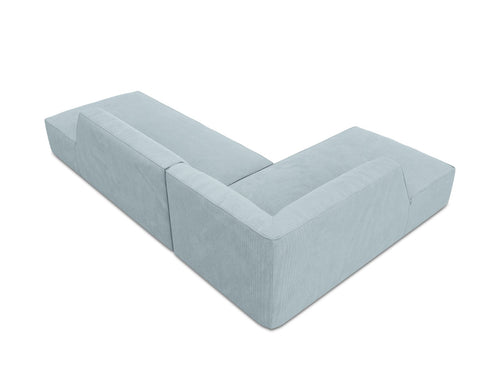 Micadoni linker hoekbank Ruby 4-zits, ribfluwelen, lichtblauw - 180x273x69cm