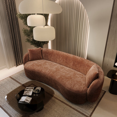 Sia Home - Rechte bank CELINE - Fluweel met reliëf - Terracotta - 210cm - vtwonen shop