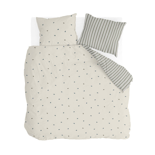 Walra - Dekbedovertrek Remade Blossom Lines - 240x220 cm - Off White / Groen