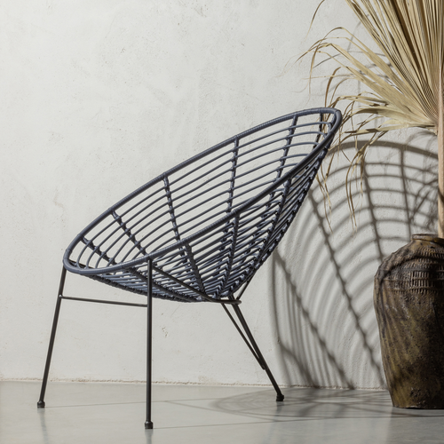 WOOOD loungestoel buiten Jane - PE/Metaal - Inkt - 88x72x81