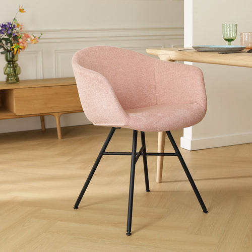 Nolon Noa-Otis Eetkamerstoelen Set van 2 - Zacht Roze - Zwarte Poten - vtwonen shop