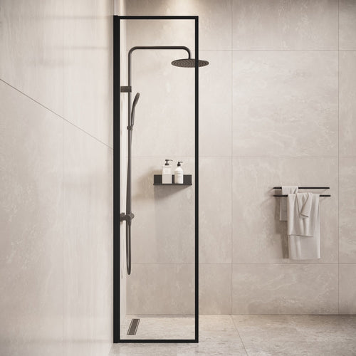 Badplaats Douchewand Georgia 40 x 200 cm – Zwart – Inloopdouche 8 mm Veiligheidsglas