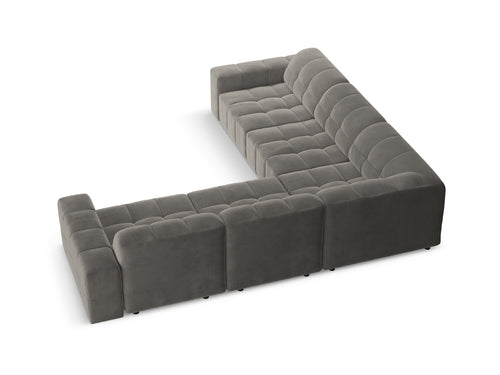 Cosmopolitan Design Hoekbank CHICAGO 4-zits, flueel lichtgrijs - 285x285x78cm