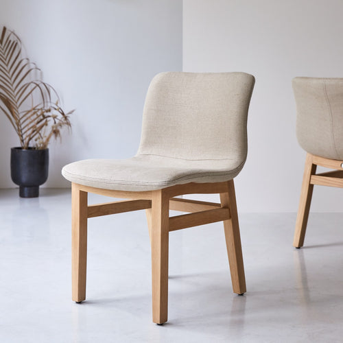 Tikamoon Stoel van eikenhout en linnen - Beige - vtwonen shop