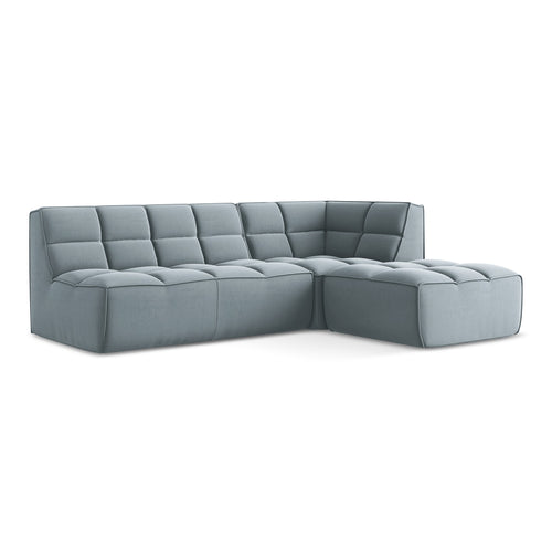 LaMiaSofa Modulaire hoekbank rechts Belluno - velours - lichtblauw - 258x178x75