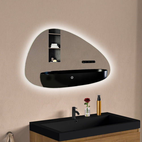 LOMAZOO badkamerspiegel Bilbao - met LED verlichting & spiegelverwarming - asymmetrisch - 80 x 50 cm