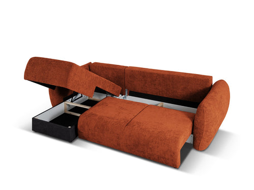 Cosmopolitan Design Uitklapbare hoekbank links met opbergdoos Matera 4-zits, chenille, terracotta - 173x253x86cm